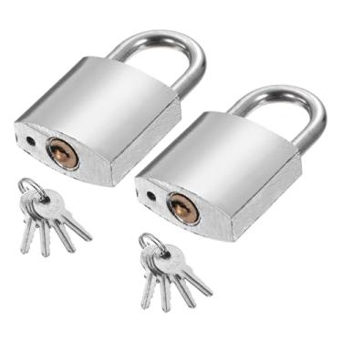 Imagem de PATIKIL Trava resistente de 25 mm, cadeado de alta segurança de aço de liga de 2 peças com 8 chaves para janela de porta de armazenamento de contêiner de transporte de armazém (H: 42 mm