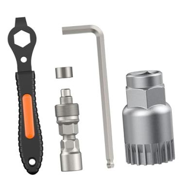 Imagem de KiBcsLic Conjunto de extrator de pedivela para bicicleta, removedor de movimento central para pedivela estriada, chave de braço de em aço carbono