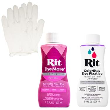 Imagem de Conjunto de corante líquido sintético Rit com fixador ColorStay – Kit tudo em um com luvas para reduzir o sangramento de cor