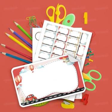 Imagem de Kit de Etiquetas Escolares Tema Carros 01 sem nome, para identificar cadernos, livros, estojos, mochilas, lancheiras e garrafinhas das crianças