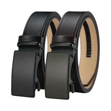 Imagem de Cinto De Couro Premium Masculino Com Fivela Metálica Automática, Cores