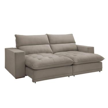 Imagem de Sofá Retrátil E Reclinável Martinho Veludo Bege Claro 2,30m