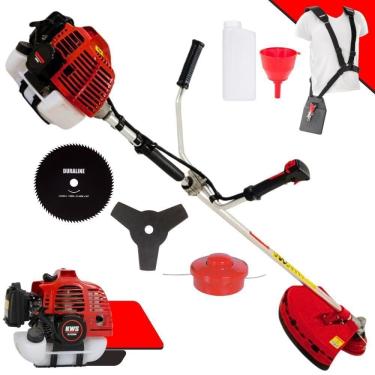 Imagem de Roçadeira Profissional Lateral Kawashima Kw52l À Gasolina 52c 2,5hp Com Faca 3 Pontas + Faca 80 Dentes Duraline 255mm 1