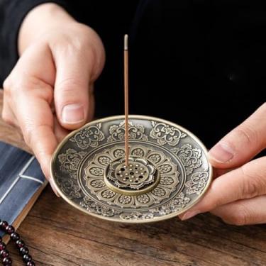 Imagem de Queimador de incenso Zen, suporte de metal de flor de lótus com apanhador de cinzas para decoração de casa, meditação, ioga, escritório, spa e altar, bronze