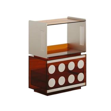Imagem de Suporte para armazenamento de CDs Mesa de cabeceira/aparador com estante para discos vinil luxo, em acrílico, gaveta