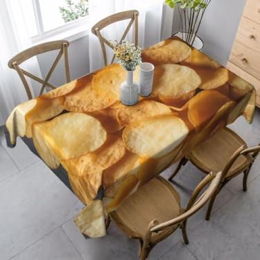 Imagem de ZTPOWQA Toalha de mesa de jantar com estampa de batatas fritas, retangular, impermeável, reutilizável, festa de jantar