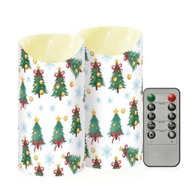 Imagem de Wassud Árvores de Natal, flocos de neve, velas sem chamas com controle remoto, velas realistas cintilantes com temporizador, velas decorativas para Natal, casamento, festa, decoração de casa média