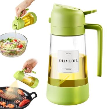 Imagem de Pulverizador e dispensador de azeite de oliva 2 em 1 com fundo de silicone, 500 ml para cozinhar, cozinha, churrasco, fritadeira a ar, salada, assar, verde
