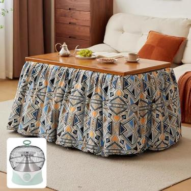 Imagem de Kotatsu Conjunto de mesa de aquecimento, mesa multifuncional, mesa de chá de café futon, conjunto de mesas estilo japonês Kotatsu e Futon, mesa de aquecimento dobrável com aquecedor + cobertor (C)