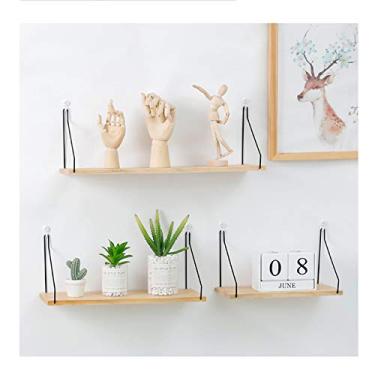 Imagem de Prateleira de Parede Rustic com Suportes Metal Prateleiras Armazenamento Decoração Quarto para Cozinha Sala Estar Banheiro Organizador resistente e Ec