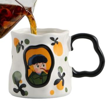 Imagem de Canecas De Café Fofas,Caneca De Cerâmica 380ml Com Pega Confortável - Caneca de Café Divertida com Obras de Arte Famosas - Para Chá Leite Suco Presente Casa Escritório Escola