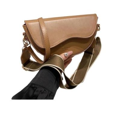 Imagem de Bolsa de ombro feminina casual de couro PU com aba crossbody bolsa de 