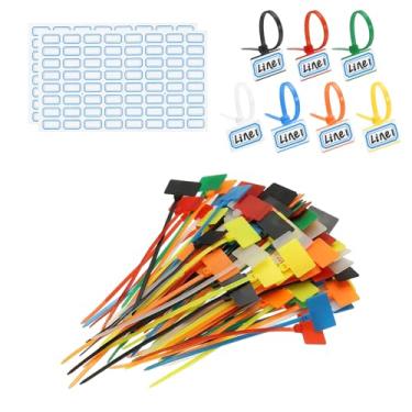 Imagem de PATIKIL Abraçadeiras com zíper de 10 cm, 100 peças, etiquetas de fio de nylon, etiquetas de plástico autobloqueadas, escreva com etiquetas de papel para organização de cabos de rede e marcação