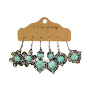 Imagem de Brincos De Estilo Étnico Boho Turquesa, Elegantes E Delicados Para Uso