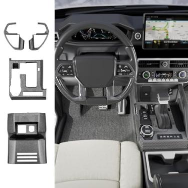 Imagem de Zekzoop Kit de decoração de console central compatível com Toyota Tacoma 2024 2025 2026 Capa de saída de ar traseira painel de mudança de marchas para acessórios Tacoma (padrão de fibra de carbono