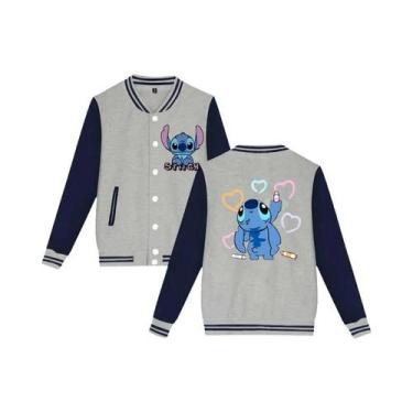 Imagem de Jaqueta De Moletom Unissex Infantil Y2K Disney Stitch Estilo Baseball 