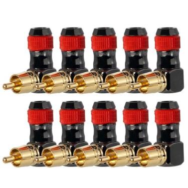 Imagem de Kit com 10 Conector RCA 90 Graus Profissional Cirilo Cabos Vermelho