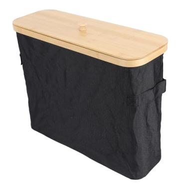 Imagem de Dioche Cesta de Armazenamento de Papel Higiênico Dobrável Em pé, Fácil Montagem, Recipiente de Papel Higiênico Com Alça de Tampa para Banheiro, Pano Oxford de Bambu 15 X 36 X 45 Cm (Preta)