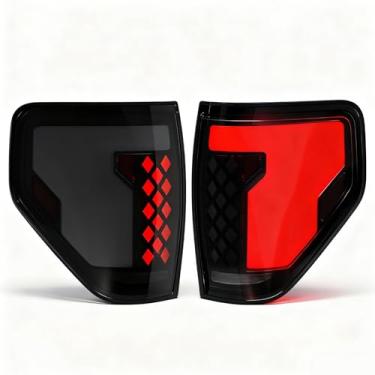 Imagem de Luz traseira de LED sequencial para Ford F-150 2009-2014, com animação inicial, aparência Lucky Number 7, seta dinâmica, luz traseira de lente fumada de caminhonete (não serve para modelos Flareside