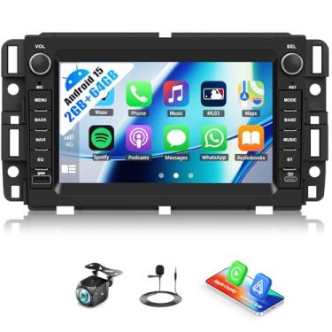 Imagem de Rádio estéreo Android 2G + 64G para Chevrolet Chevy Silverado GMC Sierra Yukon Buick Apple CarPlay Android Auto 17.8 cm tela sensível ao toque Bluetooth GPS WiFi FM/RDS SWC Tipo-C/USB câmera +