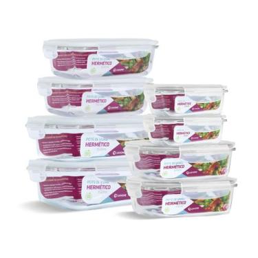 Imagem de Kit 8 Potes Vidro Hermético Marmita Mantimentos Tamanhos Variados - U4