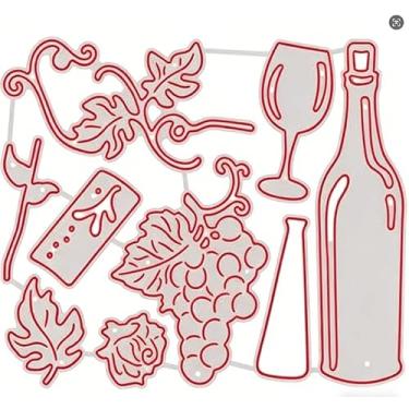 Imagem de 1 estêncil de matriz de corte de aço carbono, padrão de garrafa de uva, cor platina fosca, molde de corte para álbum de fotos faça você mesmo, cartão de papel decorativo em relevo, 8 x 10 x 0,1 cm