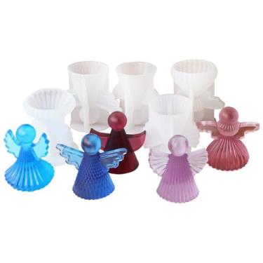 Imagem de Cestony 5 moldes de silicone minimalistas em formato de anjinhos para fazer velas, pilares de resina, velas de aromaterapia, sabonete, cera, flor, amostra, argila, artesanato, decoração de mesa