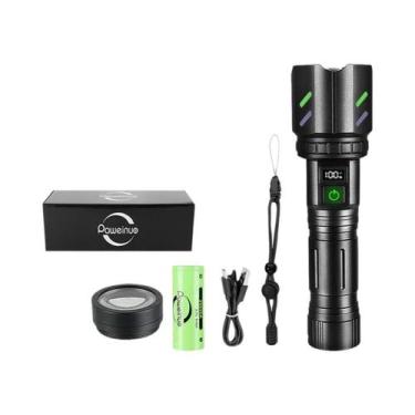 Imagem de Lanterna Tática LED De Alta Potência 200000LM Recarregável Tipo-C Com 