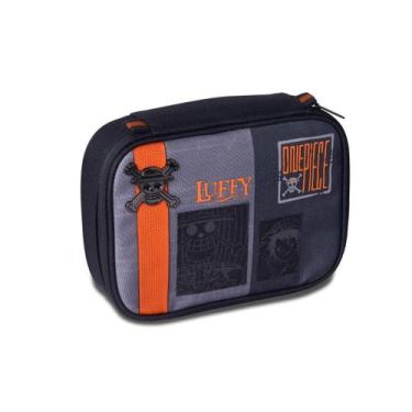 Imagem de Estojo Box One Piece Juvenil Kids Meninos Escolar Retangular Cor:Preto