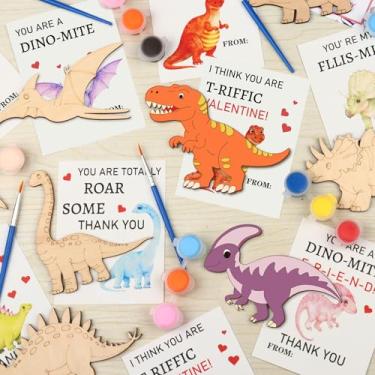 Imagem de KOYILTD Artesanato de madeira, cartões de dia dos namorados com conjunto de tinta aquarela, materiais de arte para sala de aula, meninos, meninas, presentes, trocas de lembrancinhas de festa dos