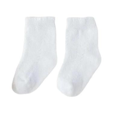 Imagem de Meias De Algodão Respirável Para Meninas, Meias Curtas Sólidas Com Rec