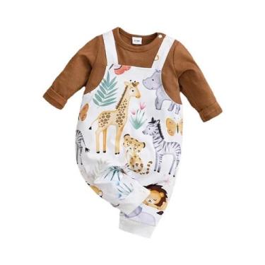 Imagem de Macacão Para Bebê Recém-Nascido Com Estampa De Animal Em Cartoon, Mang