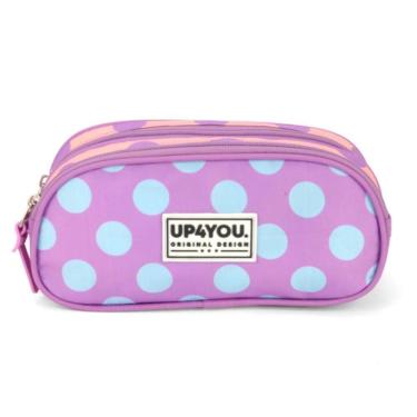 Imagem de Estojo Escolar Duplo Bolinhas Roxo Up4You - Luxcel
