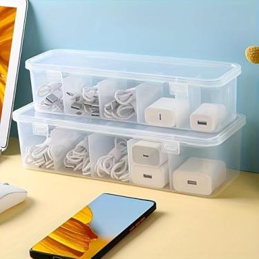 Imagem de 1 caixa organizadora de cabos, caixa de gerenciamento de cabos de mesa com tampa, organizador de cabos de alimentação para escritório, casa, acessórios de mesa, artigos de papelaria