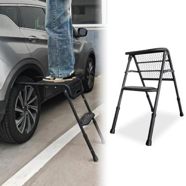 Imagem de Escada de pneu universal SUV, dobrável, altura ajustável, pode suportar pneus de até 76 cm, adequado para Tacoma; 4runner; RAV4; Wrangler; Forester; caminhonete e acessórios SUV
