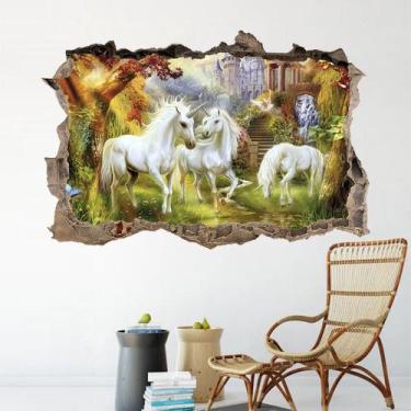 Imagem de Adesivos de parede Unicorn Magical Forest Fantasy 70x50cm PVC - yiweis