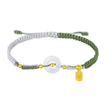 Imagem de Cordão de pulseira para mulheres ajustável verde e cinza em prata 925 