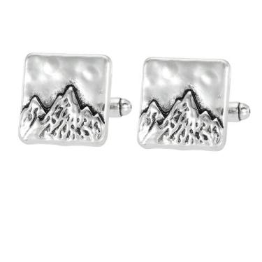 Imagem de Cufflinks Mountain Range Design para homens em liga prateada - Yiweisa