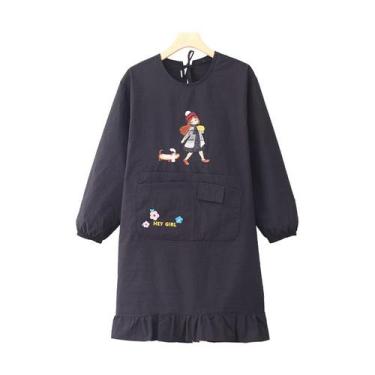 Imagem de Avental fofo de manga comprida para mulheres com babados na bainha e d