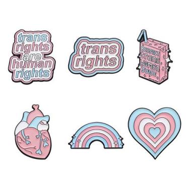Imagem de Conjunto de alfinetes de broche Trans Rights Alloy Enamel, alfinetes x