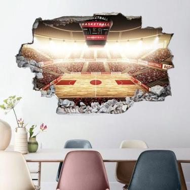 Imagem de Adesivos de parede 3D para quadra de basquete removíveis 40x60cm PVC -