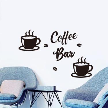 Imagem de Adesivos de parede Coffee Bar Xícara de café e feijão PVC 25x82cm - yi