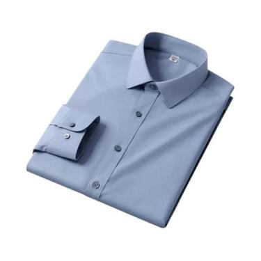 Imagem de Camisa Social Masculina Slim Fit De Manga Longa Antirrugas Branca Para