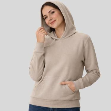 Imagem de Blusão Feminino Moletom Básico com Capuz e Bolso Canguru Malwee-Feminino