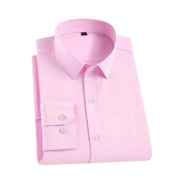 Imagem de Camisa Masculina Antirrugas Slim Fit De Manga Longa Para Negócios E Ca