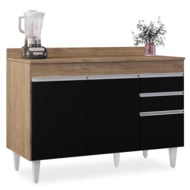 Imagem de Balcão Gabinete para Pia com Tampo 120cm Michigan Cast/Preto - Lumil -