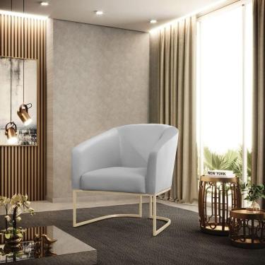 Imagem de Poltrona Sala Decorativa Stella Couro Sintético Cinza D`Rossi