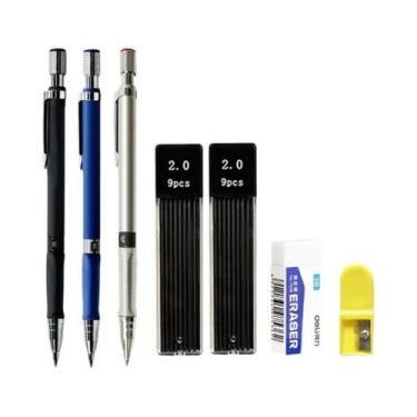 Imagem de Conjunto De Lápis Mecânico De 2.0mm Com Refil De Grafite 2B Preto E Co