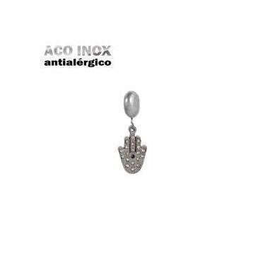 Imagem de Pingente Mão Hamsa Fátima Aço Inóx Antialérgico Pulseiras Berloque - P