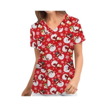Imagem de Blusas Unissex De Natal Para Enfermeiras Com Estampa De Papai Noel, Un